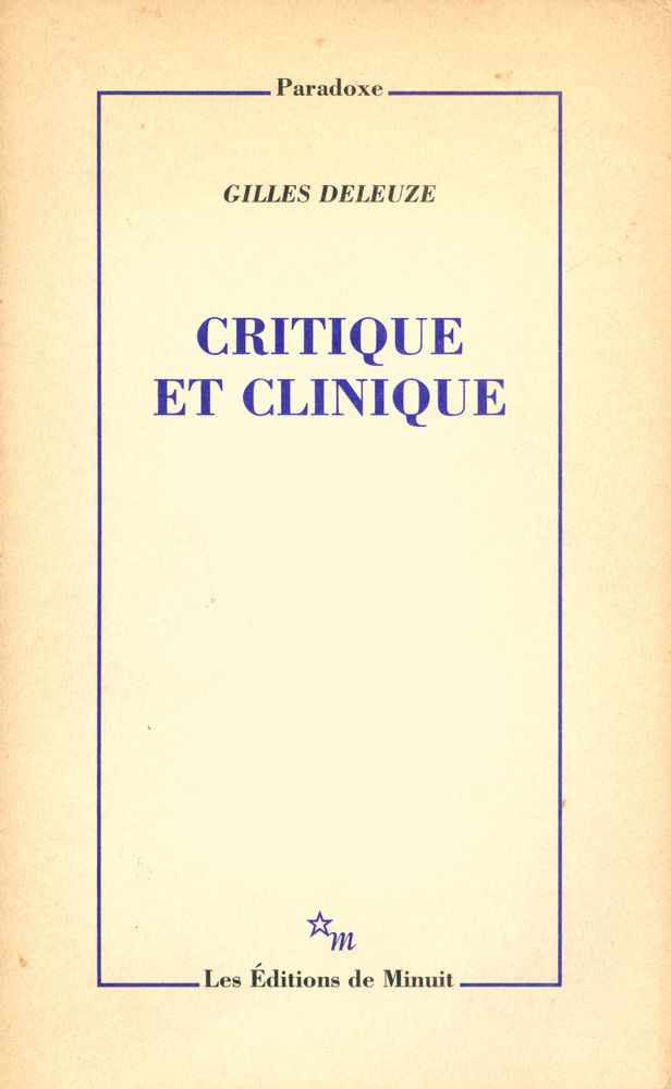 『CRITIQUE ET CLINIQUE』 1