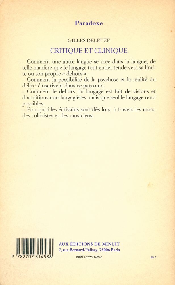 『CRITIQUE ET CLINIQUE』 3