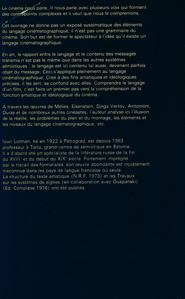 『SEMIOTIQUE ET ESTHETIQUE DU CINEMA』 4