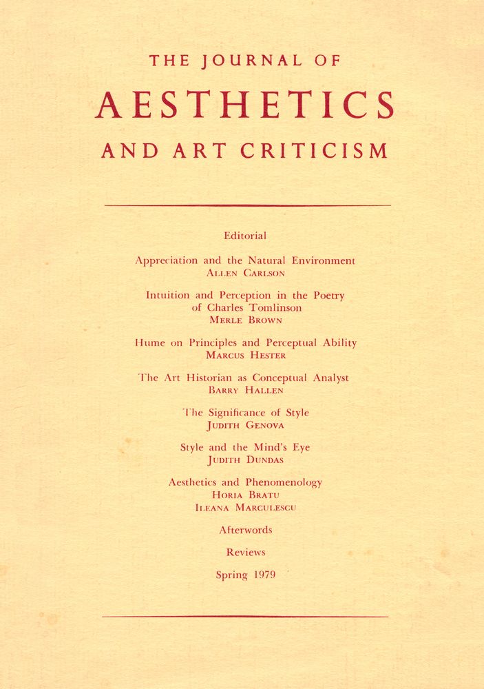 『THE JOURNAL OF AESTHETICS AND ART CRITICISM』 VOLUME  XXXVII, No. 3, Spring 1979 1