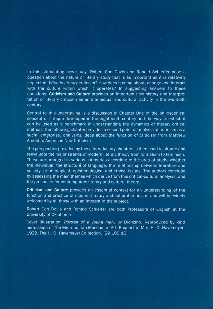 『Criticism and culture : The role of critique in modern literary theory』 3