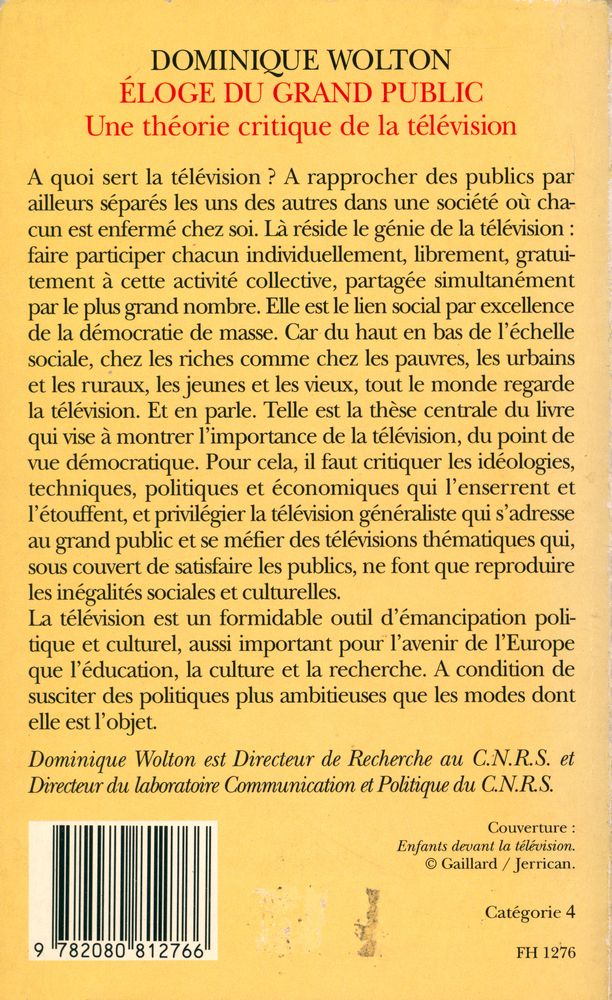 『ÉLOGE DU GRAND PUBLIC : Une théorie critique de la télévision』 5