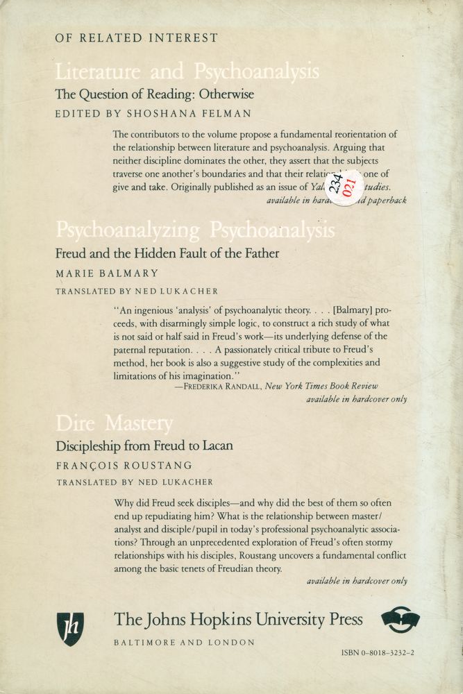 『Taking Chances : Derrida, Psychoanalysis, and Literature』 3