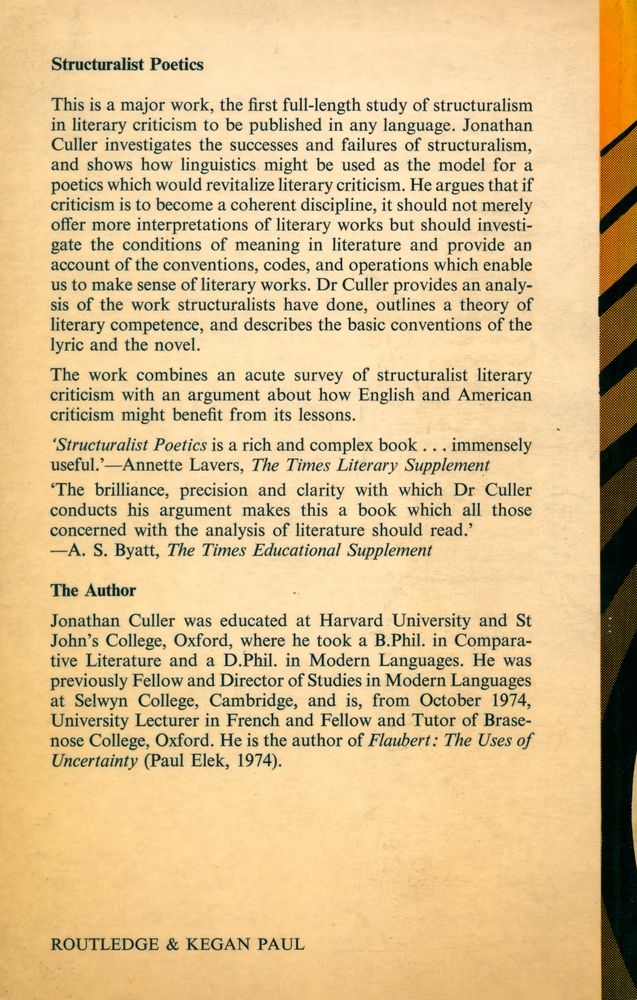 『STRUCTURALIST POETICS : structuralism, linguistics and the study of literature』 4