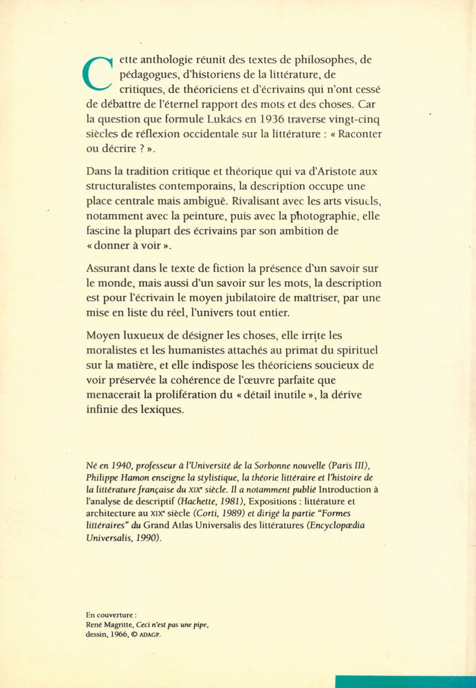 『La Description littéraire : De l'Antiquité à Roland Barthes : une anthologie』 6