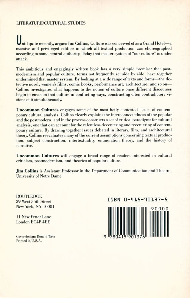 『Uncommon cultures : popular culture and post - modernism』 4