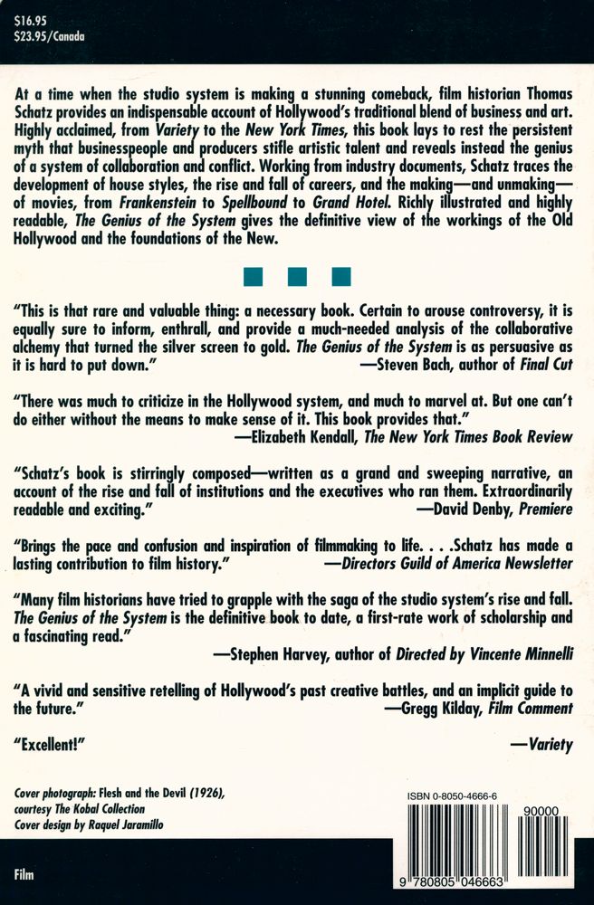 『The genius of the system : Hollywood Film - making in the studio era』 4