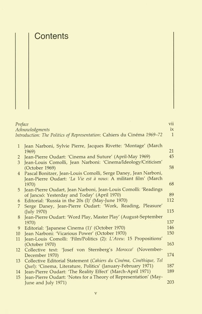 『Cahiers du cinéma 1969 - 1972 : the politics of representation』 2