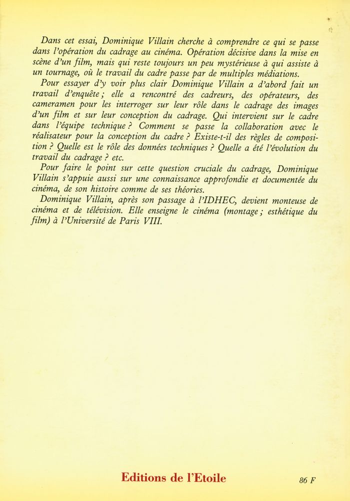『LE CADRAGE AU CINEMA: L'OEIL A LA CAMERA』 3