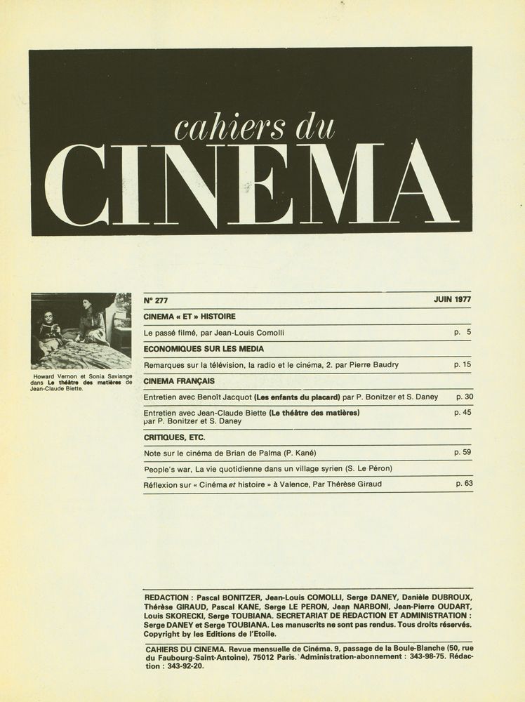 『CAHIERS DU CINEMA』 N° 277 2