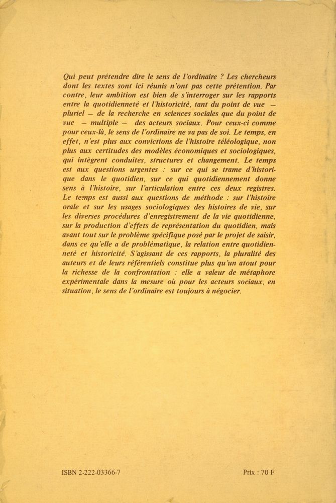 『LE SENS DE L'ORDINAIRE : Colloque 