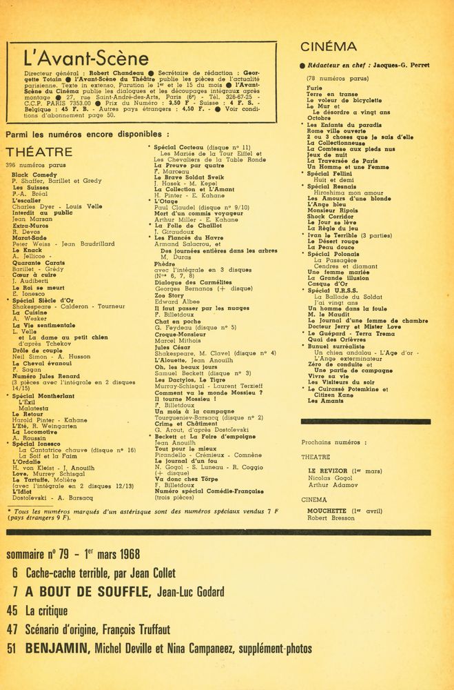 『L'avant Scene Cinema』 Mars 1968 No. 79 2