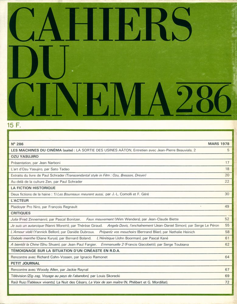 『CAHIERS DU CINEMA』 N°286, MARS 1978 3