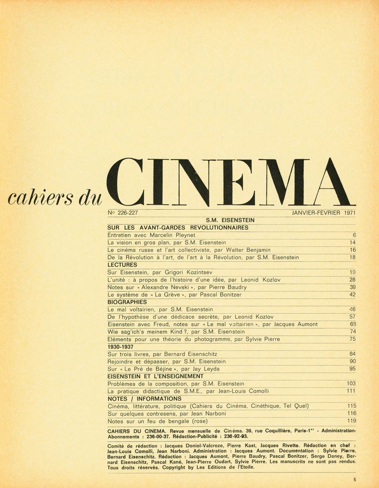 『Cahiers du Cinéma』 No. 226 - 227 2