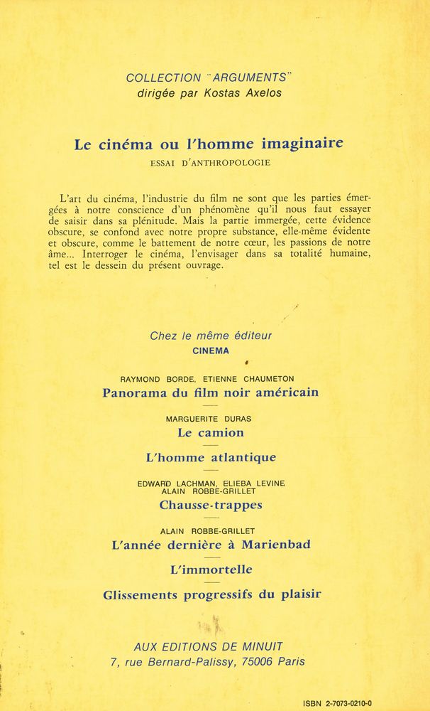 『Le cinéma ou l'homme imaginaire : Essai d'anthropologie』 3