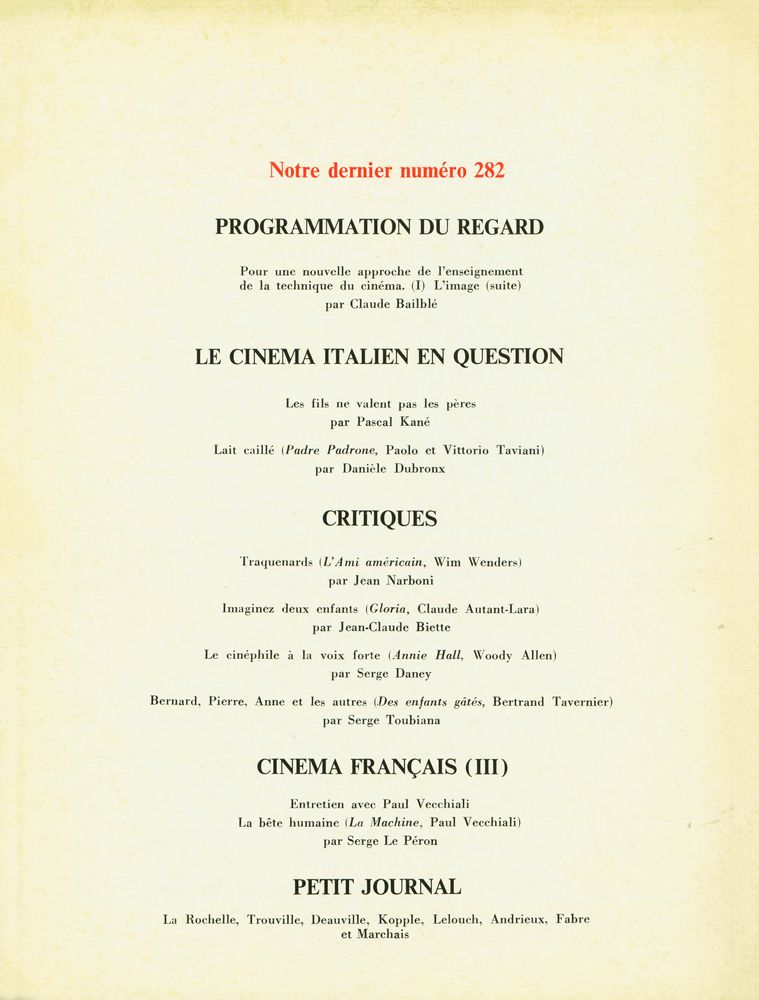 『cahiers du CINEMA』 N° 283 DECEMBRE 1977 3