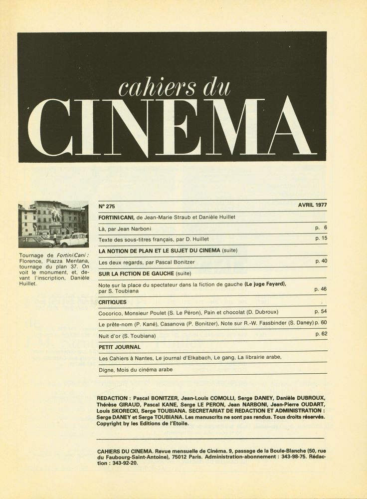 『cahiers du CINEMA』 N° 275 AVRIL 1977 2