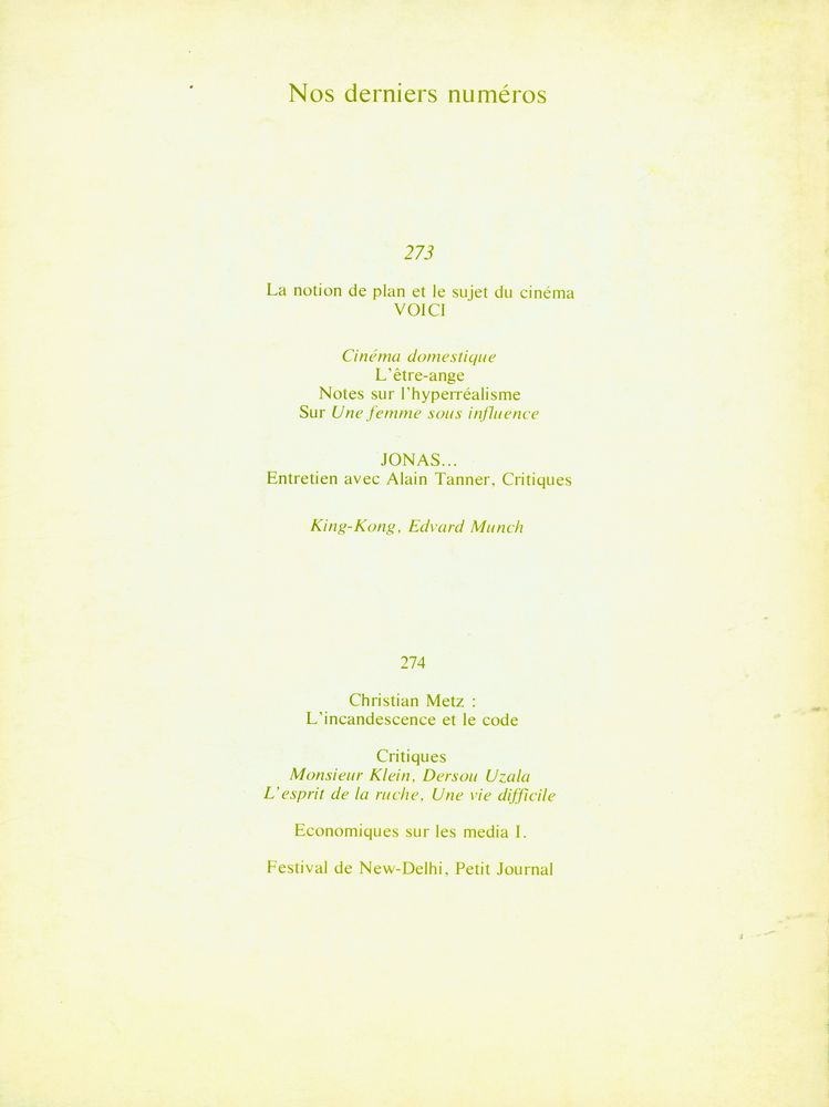 『cahiers du CINEMA』 N° 275 AVRIL 1977 3