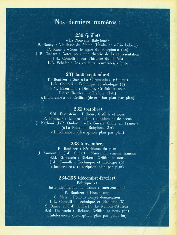 『cahiers du CINEMA』 N° 236 - 237 MARS - AVRIL 1972 3
