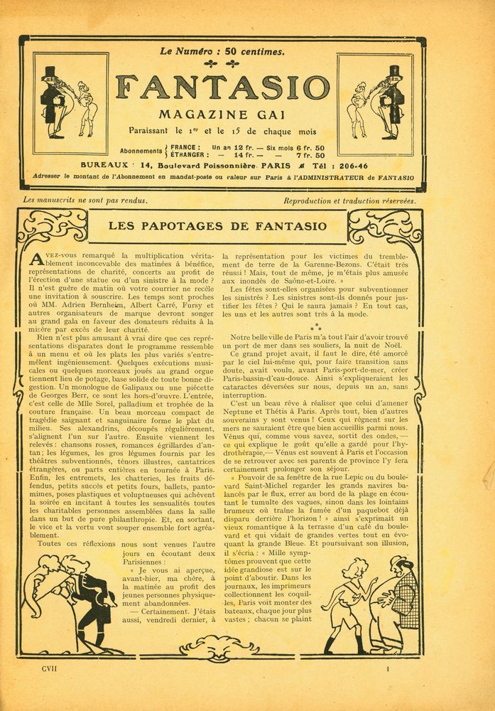 『FANTASIO』 N° 107 1re Janvier 1911 6e Année 2