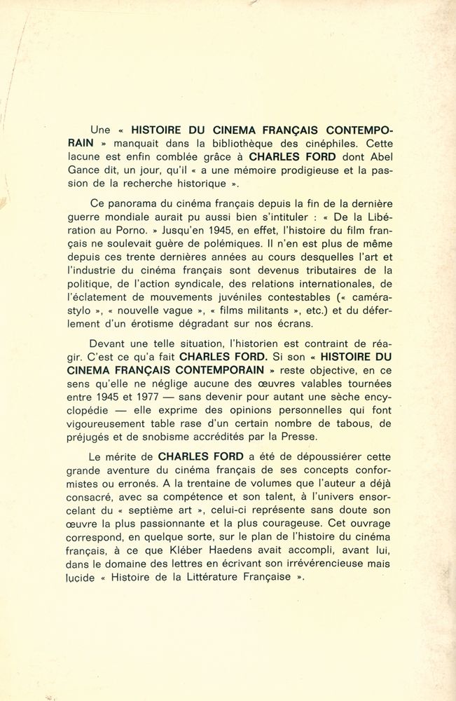 『HISTOIRE DU CINEMA FRANÇAIS CONTEMPORAIN : 1945 - 1977』 5