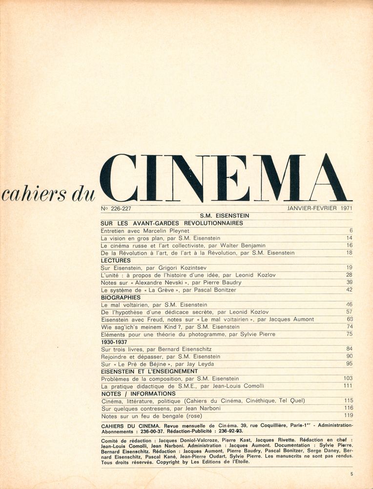 『cahiers du CINEMA』 N° 226 - 227 JANVIER - FEVRIER 1971 2