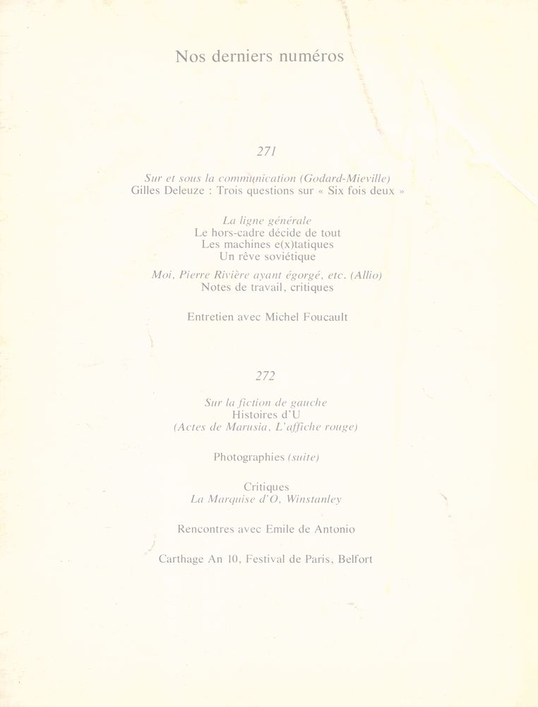 『cahiers du CINEMA』 N° 273 JANVIER - FEVRIER 1977 3