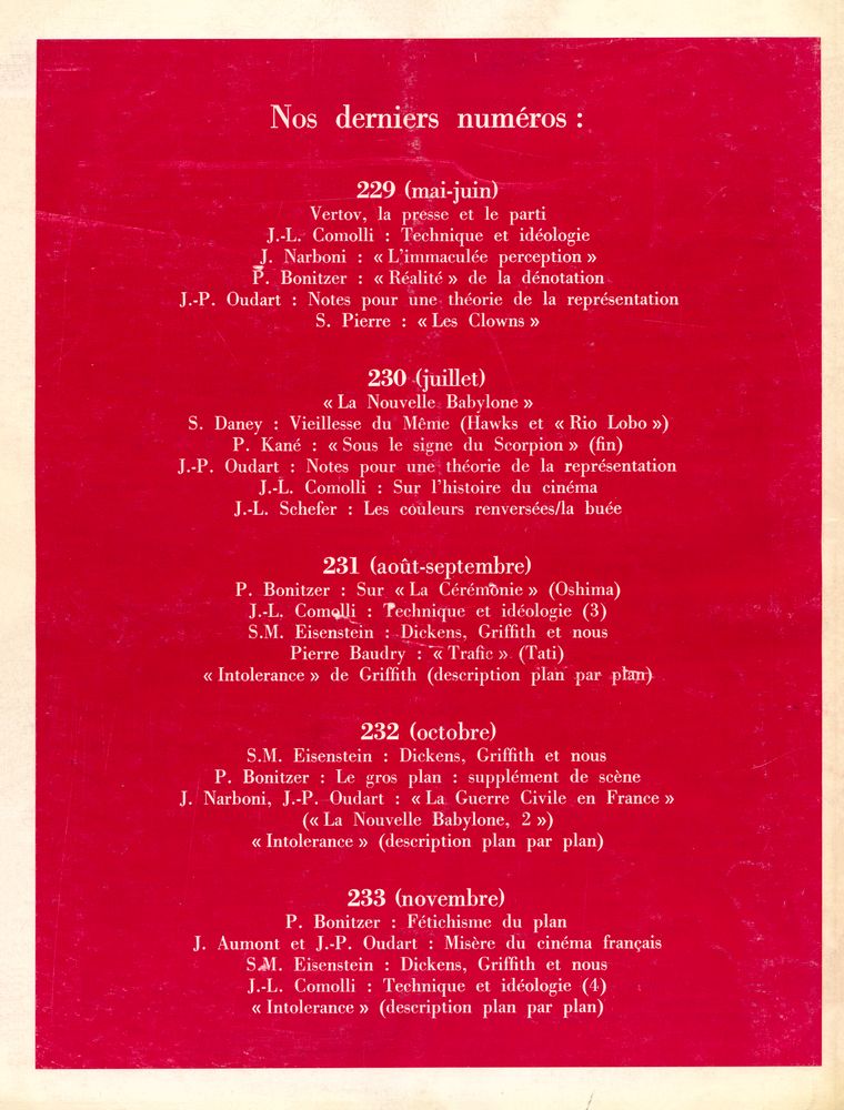 『Cahiers Du Cinema』 n° 234 - 235, DECEMBRE 1971, JANVIER - FEVRIER 1972 3