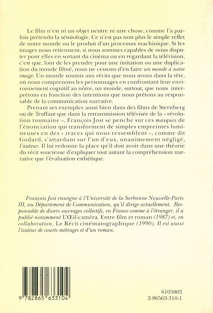 『UN MONDE À NOTRE IMAGE : ÉNONCIATION, CINÉMA, TÉLÉVISION』 4