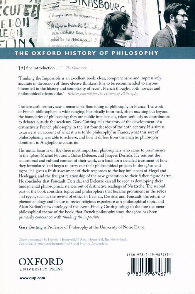 『THE OXFORD HISTORY OF PHILOSOPHY - Thinking the Impossible : French Philosophy Since 1960』 3