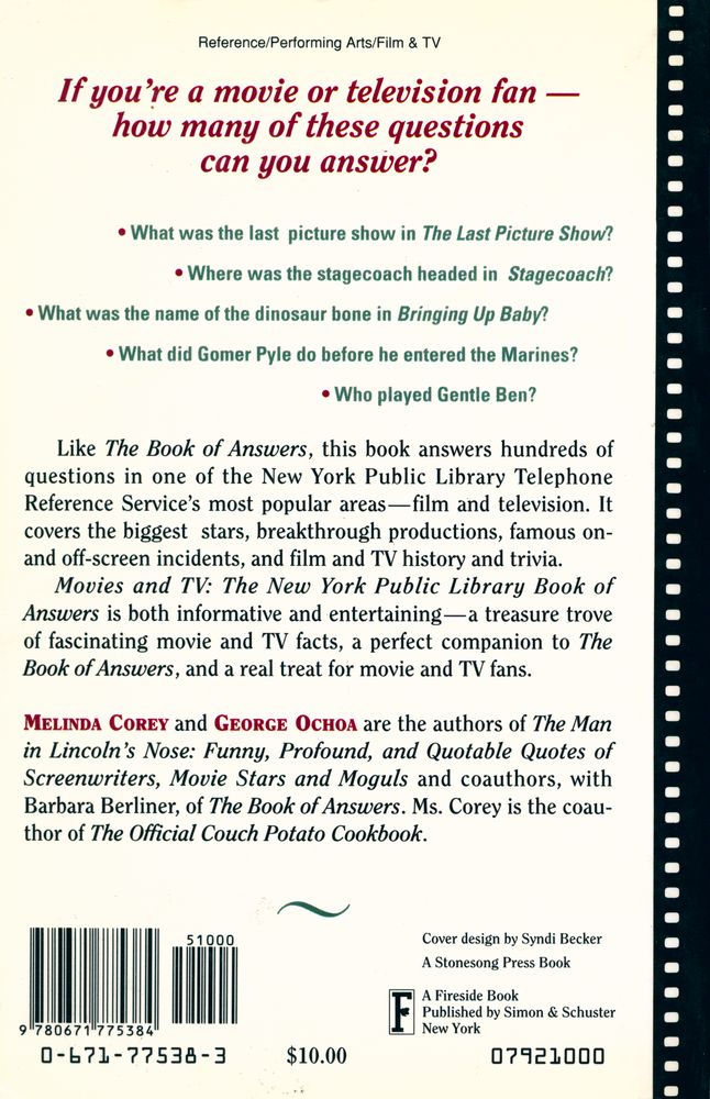 『MOVIES AND TV : THE NEW YORK PUBLIC LIBRARY BOOK OF ANSWERS』 4