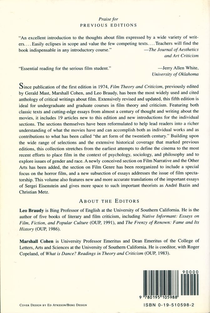『Film theory and criticism : introductory readings』 8