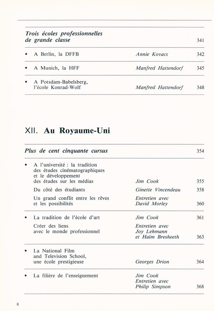 『L'enseignement du cinéma et de l'audiovisuel dans l'Europe des Douze』 