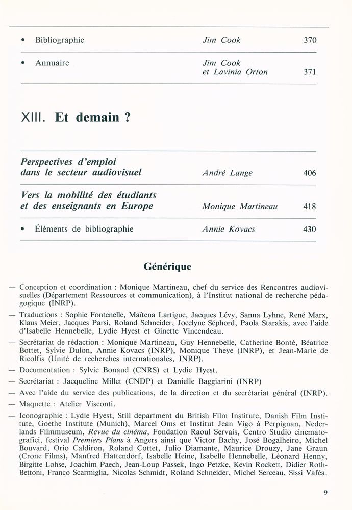『L'enseignement du cinéma et de l'audiovisuel dans l'Europe des Douze』 