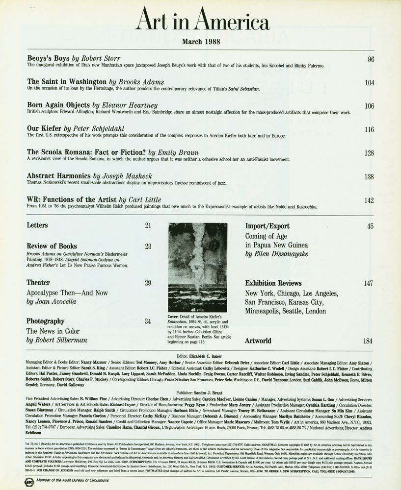 『Art in America』 Vol. 76, No. 3 March 1988 2