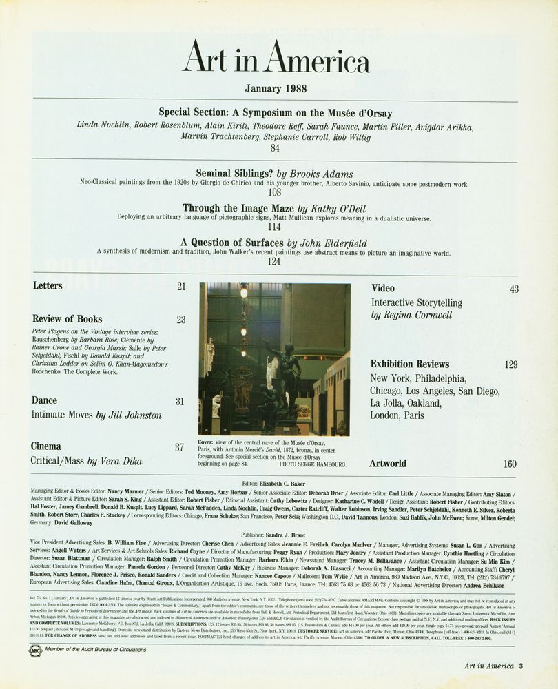 『Art in America』 Vol. 76, No. 1, January 1988 2