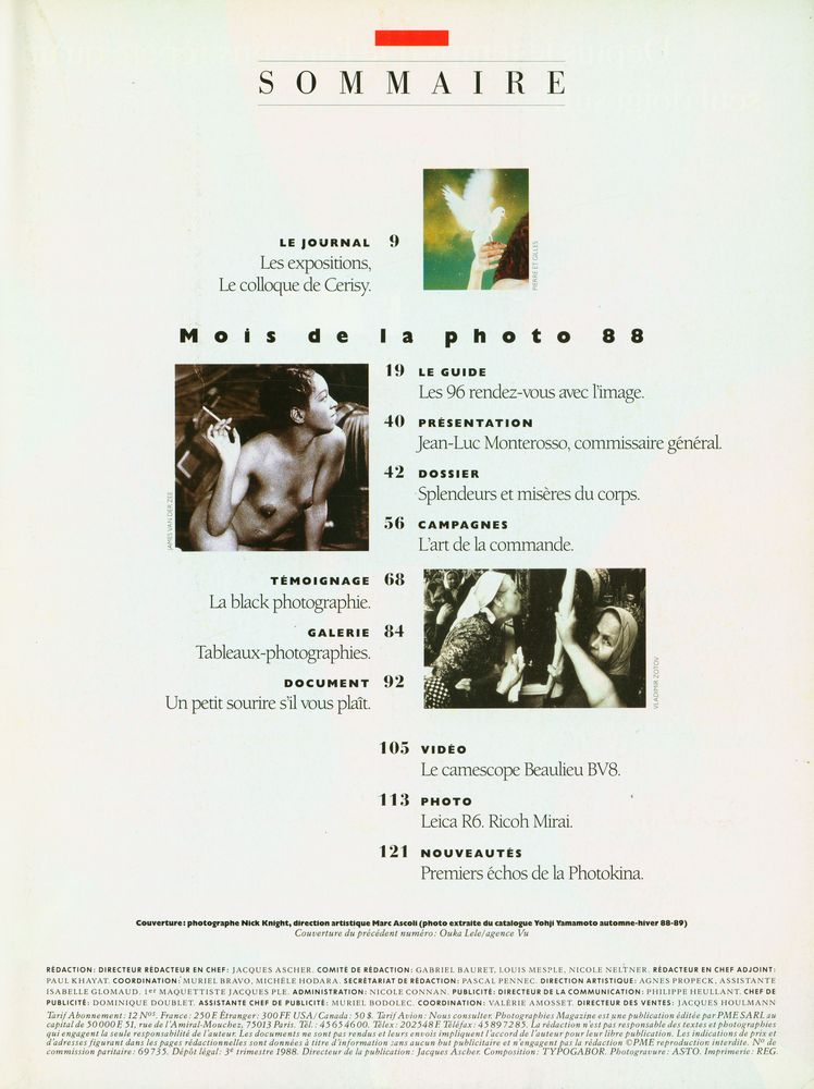 『PHOTOGRAPHIES MAGAZINE』 NUMÉRO 8, NOVEMBRE 1988 2
