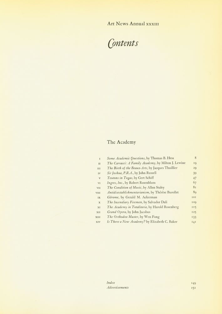 『Art News Annual XXXIII - The Academy : Five Centuries of Grandeur and Misery, from the Carracci to Mao Tse - tung』  2