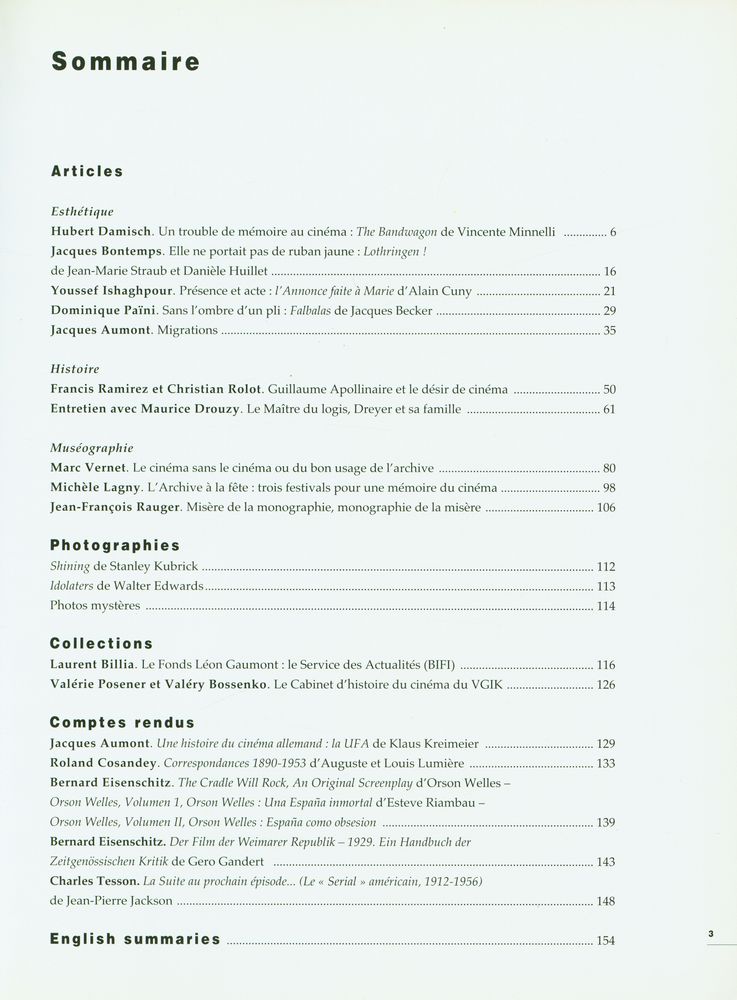 『cinémathèque』 7, printemps 95 2