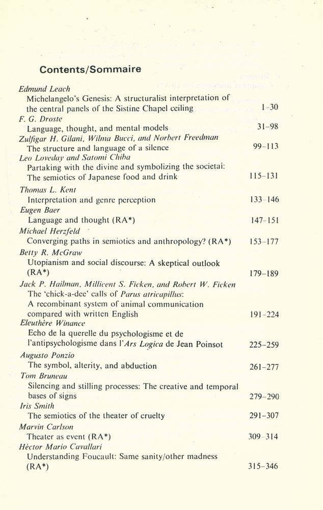 『SEMIOTICA』 1985 Volume 56 - 1/2 4
