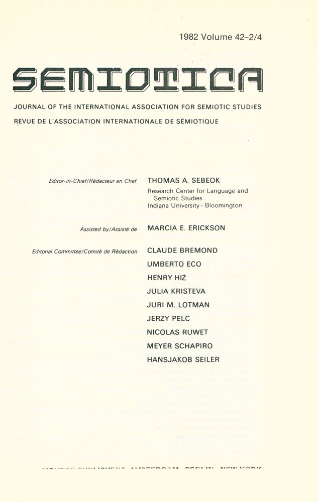『SEMIOTICA』 1982 Volume 42 - 1 3