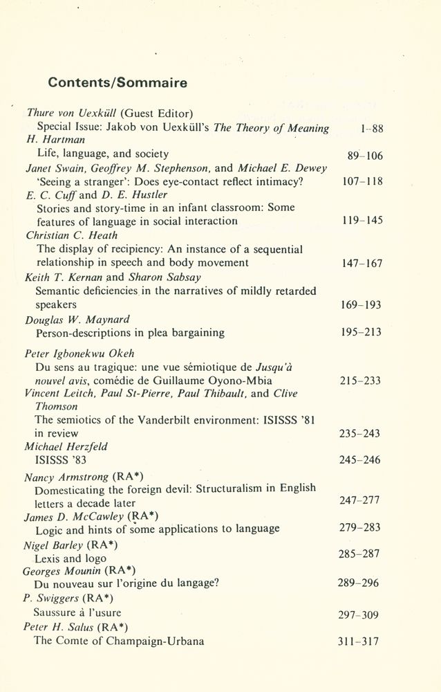『SEMIOTICA』 1982 Volume 42 - 1 4