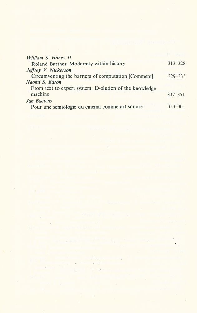 『SEMIOTICA』 1989 Volume 74 - 1/2 5