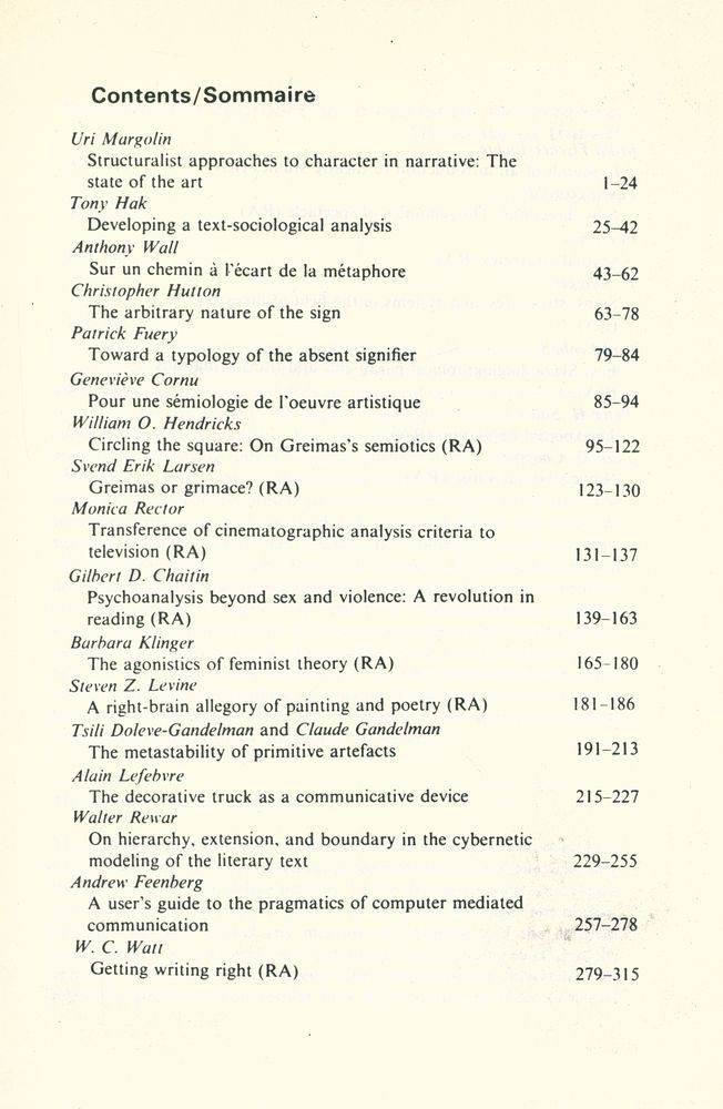 『SEMIOTICA』 1989 Volume 75 - 1/2 4