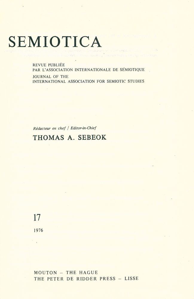 『SEMIOTICA』 1976 Volume 17 2