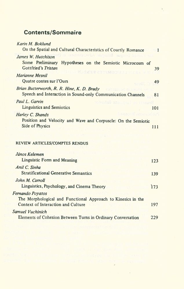 『SEMIOTICA』 1977 Volume 20 - 1/2 4