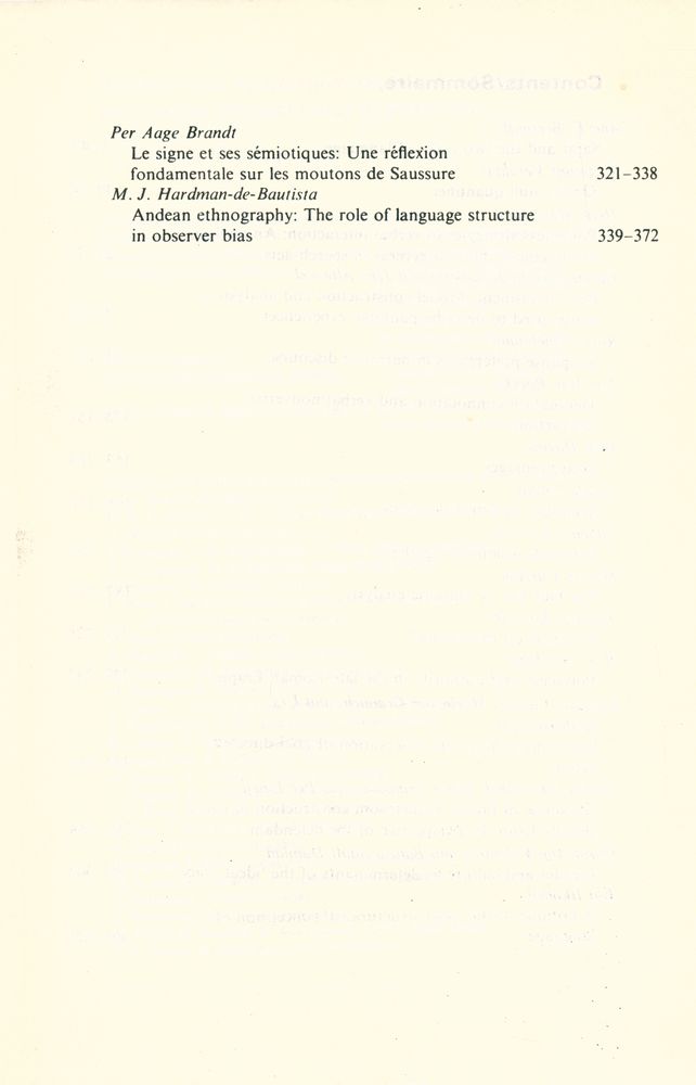 『SEMIOTICA』 1988 Volume 71 - 1/2 5