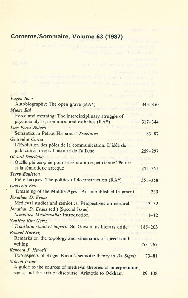 『SEMIOTICA』 1987 Volume 63 - 1/2 4