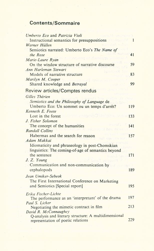 『SEMIOTICA』 1987 Volume 64 - 1/2 4