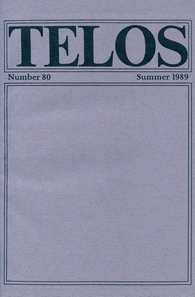 『Telos』 (No.80.81) 1989 1